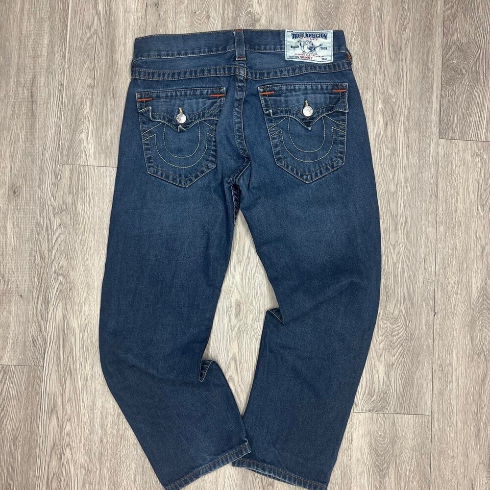 y2k True religion mens skinny jeans dark Size 32x27 denim
